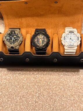 G-Shock Trio: Black, Tan & White Resin Sport Watches ****All 3******